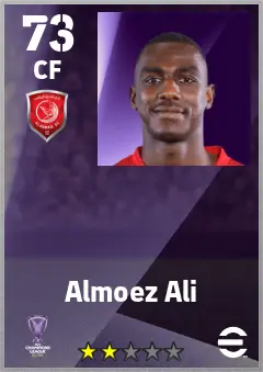 Almoez Ali eFootball 2026 player card — 73 OVR CF