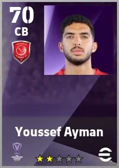 Youssef Ayman eFootball 2026 player card — 70 OVR CB