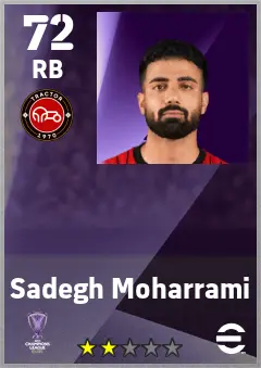 Sadegh Moharrami eFootball 2026 player card — 72 OVR RB