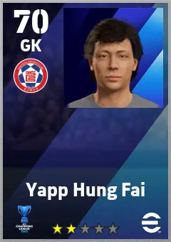 Yapp Hung Fai eFootball 2026 player card — 70 OVR GK