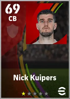 Nick Kuipers eFootball 2026 player card — 69 OVR CB