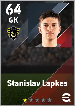 Stanislav Lapkes eFootball 2026 player card — 64 OVR GK