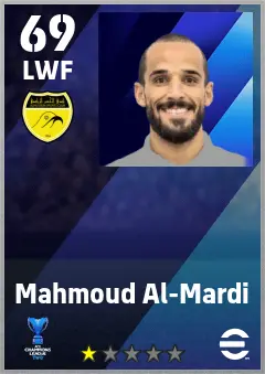 Mahmoud Al-Mardi eFootball 2026 player card — 69 OVR LWF