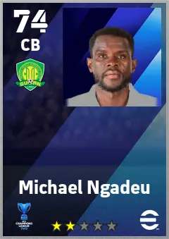 Michael Ngadeu eFootball 2026 player card — 74 OVR CB