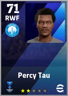 Percy Tau eFootball 2026 player card — 71 OVR RWF