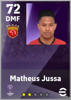 Matheus Jussa eFootball 2026 player card — 72 OVR DMF