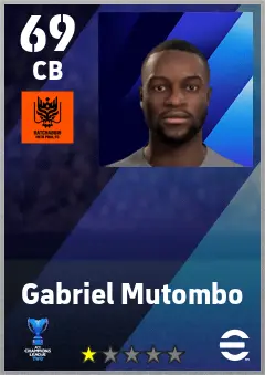 Gabriel Mutombo eFootball 2026 player card — 69 OVR CB