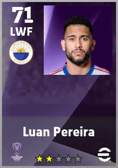 Luan Pereira eFootball 2026 player card — 71 OVR LWF