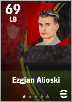 Ezgjan Alioski eFootball 2026 player card — 69 OVR LB