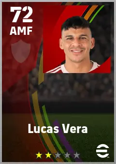 Lucas Vera eFootball 2026 player card — 72 OVR AMF
