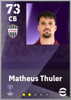 Matheus Thuler eFootball 2026 player card — 73 OVR CB