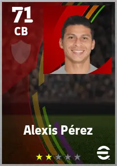 Alexis Perez eFootball 2026 player card — 71 OVR CB