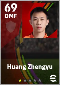 Huang Zhengyu eFootball 2026 player card — 69 OVR DMF