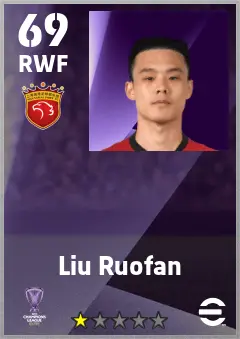 Liu Ruofan eFootball 2026 player card — 69 OVR RWF
