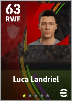 Luca Landriel eFootball 2026 player card — 63 OVR RWF