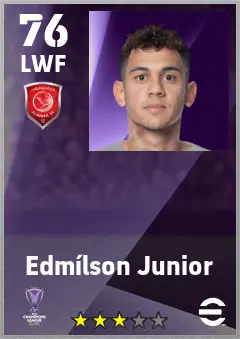 Edmilson Junior eFootball 2026 player card — 76 OVR LWF