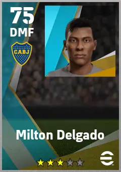 Milton Delgado eFootball 2026 player card — 75 OVR DMF