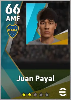 Juan Payal eFootball 2026 player card, 66 OVR AMF