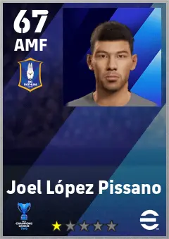 Joel Lopez Pissano eFootball 2026 player card — 67 OVR AMF