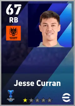 Jesse Curran eFootball 2026 player card — 67 OVR RB