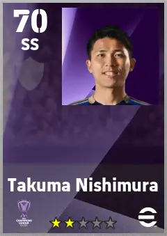 Takuma Nishimura eFootball 2026 player card — 70 OVR SS