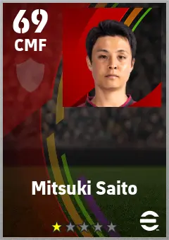 Mitsuki Saito eFootball 2026 player card — 69 OVR CMF