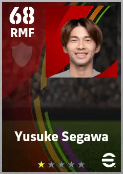 Yusuke Segawa eFootball 2026 player card — 68 OVR AMF