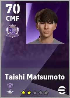 Taishi Matsumoto eFootball 2026 player card — 70 OVR CMF