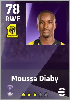 Moussa Diaby eFootball 2026 player card — 78 OVR RWF