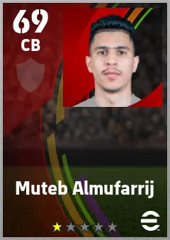 Muteb Almufarrij eFootball 2026 player card — 69 OVR CB