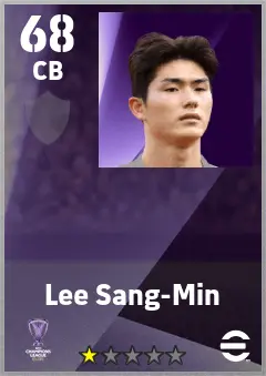 Lee Sang-Min eFootball 2026 player card — 68 OVR CB