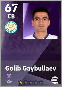Golib Gaybullaev eFootball 2026 player card — 67 OVR CB