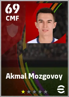 Akmal Mozgovoy eFootball 2026 player card — 69 OVR CMF