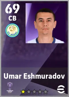 Umar Eshmuradov eFootball 2026 player card — 69 OVR CB