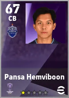 Pansa Hemviboon eFootball 2026 player card — 67 OVR CB