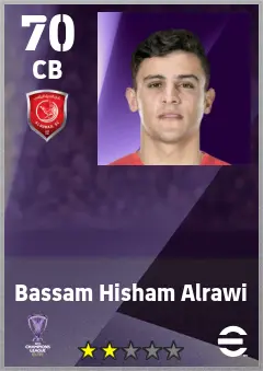 Bassam Hisham Alrawi eFootball 2026 player card — 70 OVR CB