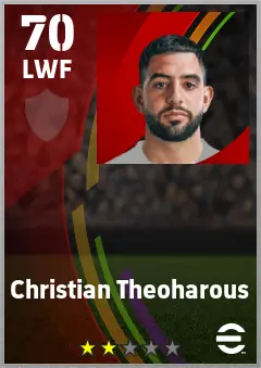 Christian Theoharous eFootball 2026 player card — 70 OVR LWF