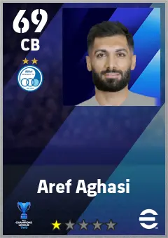 Aref Aghasi eFootball 2026 player card — 69 OVR CB