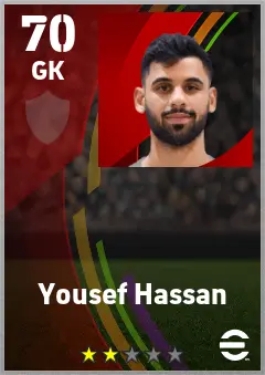Yousef Hassan eFootball 2026 player card — 70 OVR GK