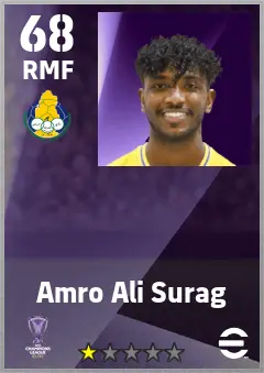Amro Ali Surag eFootball 2026 player card — 68 OVR RMF