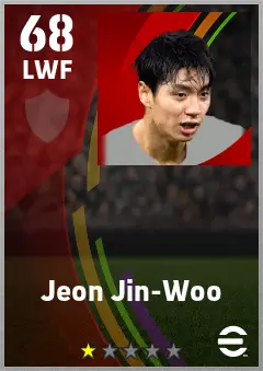Jeon Jin-Woo eFootball 2026 player card — 68 OVR LWF