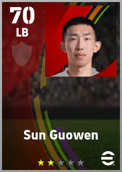Sun Guowen eFootball 2026 player card — 70 OVR LB
