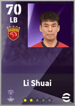 Li Shuai eFootball 2026 player card — 70 OVR LB