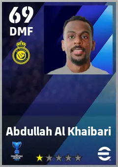 Abdullah Al Khaibari eFootball 2026 player card — 69 OVR DMF