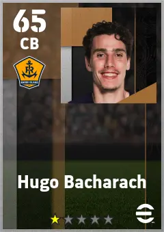 Hugo Bacharach eFootball 2026 player card — 65 OVR CB