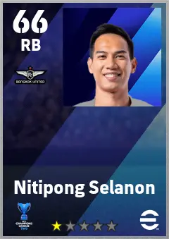 Nitipong Selanon eFootball 2026 player card — 66 OVR RB
