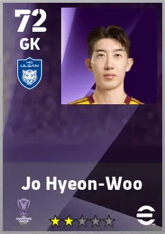 Jo Hyeon-Woo eFootball 2026 player card — 72 OVR GK
