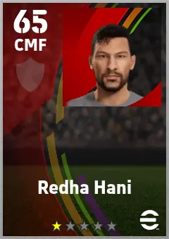 Redha Hani eFootball 2026 player card — 65 OVR CMF