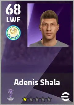 Adenis Shala eFootball 2026 player card — 68 OVR LWF