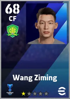 Wang Ziming eFootball 2026 player card — 68 OVR CF